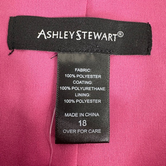 Ashley Stewart NEW Womens Faux Leather Jacket Peplum Zip Front Fuchsia‎ Pink 18 - Picture 5 of 14